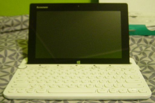 Picture of the Logitech K480 Bluetooth Keyboard with a Lenovo Ideapad Miix 10 Tablet